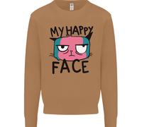 Cat My Happy Face Funny Grumpy Uomo Sweatshirt Jumper