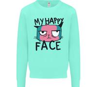 Cat My Happy Face Funny Grumpy Uomo Sweatshirt Jumper