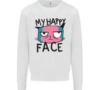 Cat My Happy Face Funny Grumpy Uomo Sweatshirt Jumper