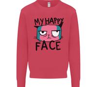 Cat My Happy Face Funny Grumpy Uomo Sweatshirt Jumper