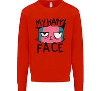 Cat My Happy Face Funny Grumpy Uomo Sweatshirt Jumper