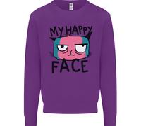 Cat My Happy Face Funny Grumpy Uomo Sweatshirt Jumper