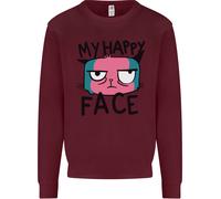 Cat My Happy Face Funny Grumpy Uomo Sweatshirt Jumper