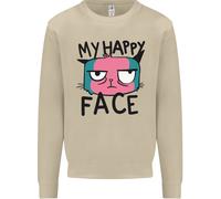 Cat My Happy Face Funny Grumpy Uomo Sweatshirt Jumper