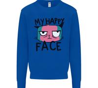 Cat My Happy Face Funny Grumpy Uomo Sweatshirt Jumper