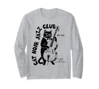Cat Noir Jazz Club Contrabbasso Vintage Maglia a Manica