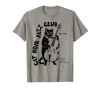 Cat Noir Jazz Club Contrabbasso Vintage Maglietta