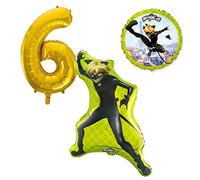 Cat Noir - Set di palloncini con numero dorato per 6 bambini, adatto a elio, decorazione per feste di compleanno, festa a tema, palloncini