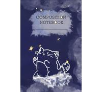Cat on a cloud Composition Notebook: cute simplistic cat doodle notebook for kids and teens | 120 pages | dark blue matte cover | simple aesthetic cover | hand drawn cover | A4 size