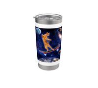 Cat On A Skateboard Cosmic In Space Skateboarding Cat Lover Bicchiere termico in acciaio inox doppia parete