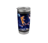 Cat On A Skateboard Cosmic In Space Skateboarding Cat Lover Bicchiere termico in acciaio inox doppia parete