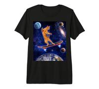 Cat On A Skateboard Cosmic in Space Skateboarding Cat Lover Maglietta Premium