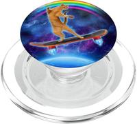Cat On A Skateboard With Rainbow In Space Skateboarding PopSockets PopGrip per MagSafe