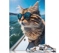 Cat on A Yacht Puzzle Impossible 1000Pcs Decorazione Per La Casa. Giochi Rilassamento E Intelligence Per Adulti E Ragazzi Da 14 Anni 1000pcs (75x50cm)