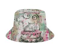 Cat on Cake Bucket Hat Beach Travel Sun Hat Sun Protection Cappello da Pesca Cappello Escursionismo Cappello Unisex Fisherman Hat Style, One size2037