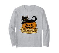 Cat on Pumpkin svegliami Quando è la Stagione delle zucche Maglia a Manica