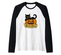 Cat on Pumpkin svegliami Quando è la Stagione delle zucche Maglia con Maniche Raglan