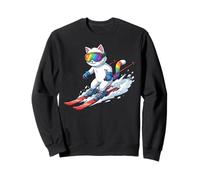 Cat on Ski - Divertente sciatore Amante dei Gatti Uomini Donne e Bambini Felpa