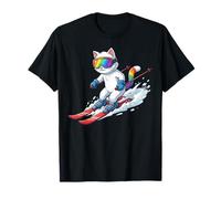 Cat on Ski - Divertente sciatore Amante dei Gatti Uomini Donne e Bambini Maglietta