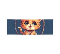 Cat on the Swing Banner personalizzato grandi banner per Lndoor Outdoor Party Signs con quattro fori rotondi in metallo banner segno per la decorazione di feste aziendali