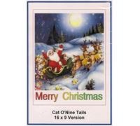 Cat O'Nine Tails 16x9 Widescreen TV: Greeting Card: Merry Christmas
