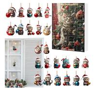 Cat Ornament Christmas Advent - Cat Ornament Christmas Advent | Cats Ornaments for Christmâs Tree | Holiday Ornaments 2D Acrylic Cats Pendant | 24-Day Countdown Calendar for Kids Adults, Kitten Pendan