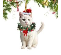Cat Ornaments For Christmas Tree | 2D Keepsake Centerpieces, Cute Holiday Animal Decorations | For Home, Fireplace, Door, Table, Fireplace, TaYard, Friends