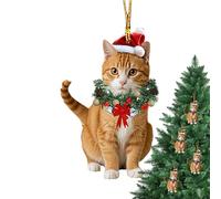 Cat Ornaments For Christmas Tree | 2D Keepsake Centerpieces, Cute Holiday Animal Decorations | For Home, Fireplace, Door, Table, Fireplace, TaYard, Friends