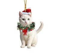 Cat Ornaments For Christmas Tree, Cute Christmas Animal Ornaments, 2D Acrylic Pendant For Home Fireplace Garden Workplace Farmhouse Family