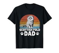 Cat Owner Dad - Retro Scottish Fold Dad Maglietta