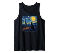 Cat Paris Eiffel Tower Starry Night Night Van Gogh Art Canotta