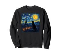 Cat Paris Eiffel Tower Starry Night Night Van Gogh Art Felpa