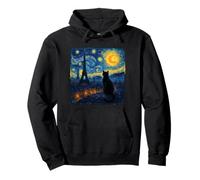 Cat Paris Eiffel Tower Starry Night Night Van Gogh Art Felpa con Cappuccio