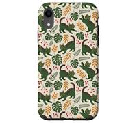 Cat Pattern Green Fall Leaf Flowers Custodia per iPhone XR