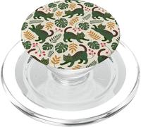 Cat Pattern Green Fall Leaf Flowers PopSockets PopGrip per MagSafe