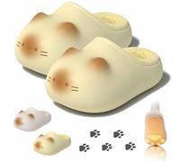 Cat Paws Footprints Fluffy Plush Fleece Height Increase Slippers,Couple Cat Paw Slippers with Paw Prints on the Soles,Cute Animal Ultra-Thick Slipper Home Shoes,Winter Girls Gift Idea (B 40/41)
