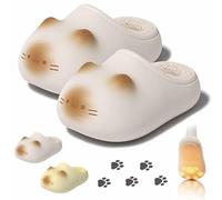 Cat Paws Footprints Fluffy Plush Fleece Height Increase Slippers,Couple Cat Paw Slippers with Paw Prints on the Soles,Cute Animal Ultra-Thick Slipper Home Shoes,Winter Girls Gift Idea (A 42/43)