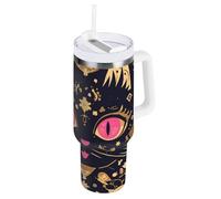 Cat Peach Gold Vacuum Coldee Tumbler con coperchio e cannuccia, in acciaio inox, bocca larga, a prova di perdite, tazza da viaggio per caffè, scuola, sport, asilo nido, campeggio e altro ancora