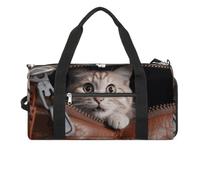 Cat Peeks Out - Borsone da palestra per uomo e donna, impermeabile, da viaggio, leggero, per viaggi, sport, colore bianco, taglia unica