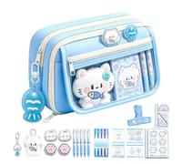 Cat Pencil Case - Plush Fabric PP | Large Capacity Stationery Organizer | Multi Compartment Storage Box with Pens, Highlighters and Rulers for Kids, Students and Teens, Ideal for School, Office, Trav