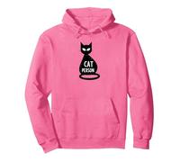 Cat Persona Felino Silhouette Art per Gli Amanti degli Animali Domestici Felpa con Cappuccio, Unisex per Adulti, Rosa Acceso, L