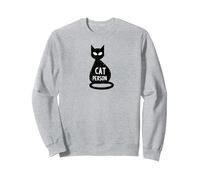 Cat Persona Felino Silhouette Art per Gli Amanti degli Animali Domestici Felpa, Unisex per Adulti, Grigio Melange, L