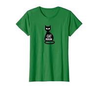 Cat Persona Felino Silhouette Art per Gli Amanti degli Animali Domestici Maglietta, Donna, Verde Mela, L