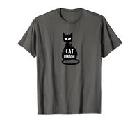 Cat Persona Felino Silhouette Art per Gli Amanti degli Animali Domestici Maglietta, Uomo, Asfalto, L