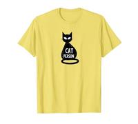 Cat Persona Felino Silhouette Art per Gli Amanti degli Animali Domestici Maglietta, Uomo, Limone, L