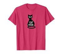 Cat Persona Felino Silhouette Art per Gli Amanti degli Animali Domestici Maglietta, Uomo, Rosso mélange, L