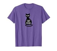 Cat Persona Felino Silhouette Art per Gli Amanti degli Animali Domestici Maglietta, Uomo, Viola mélange, L