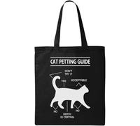 Cat Petting Guide Funny Borsa tote cotone naturale ecologico Nero, Nero, Taglia unica, Nero , taglia unica