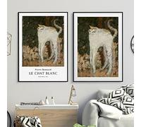 Cat Pierre Bonnard Le Chat Blanc Exhibition Poster Meme Cat Painting Lover Gift Museum Gallery 2 Pieces Wall Art Canvas Print Home Decor 35Cmx50Cmx2Pcs Senza Telaio