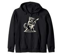 Cat Playing Guitar Cat Rock And Roll Cat Rock Star Funny Cat Felpa con Cappuccio